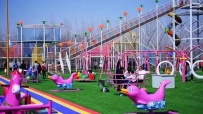 A playground with children occupied