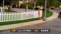 S01E01 Gabrielle jogs past a fence on the sidewalk