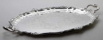 2407 Silver Plated Oval Serving Tray with Handles